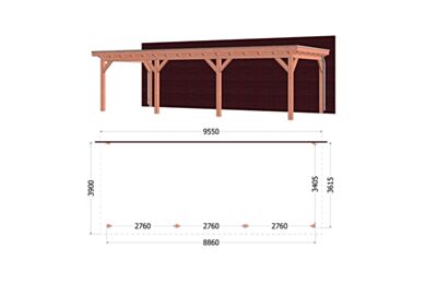 Trendhout Aanbouwveranda Lucca 955x390 cm