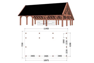 Kapschuur De Hofstee XXL 11450x7200x5000mm (bxdxh)