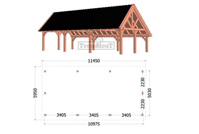 Kapschuur De Hofstee XXL 11450x5950x4600mm (bxdxh)