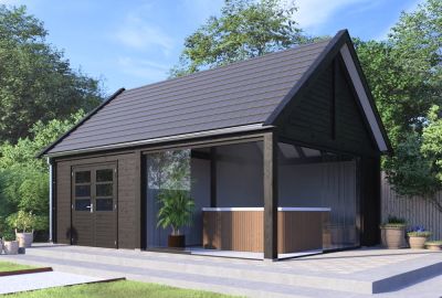 Douglas schuur Monaco XXL met zadeldak - 802x615cm