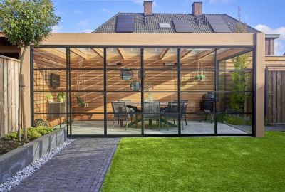 Fiano Steel-Look Glazen Schuifwand