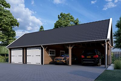 Houten Garage Zadeldak XXL-diepte 6000mm