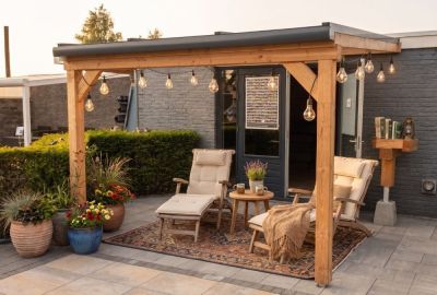 Houten Veranda Elite 334 met Glas Dak | Pext Bouwpakket