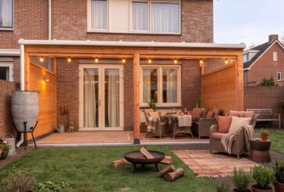 Houten Veranda Elite 498 met Glas Dak  Pext Bouwpakket