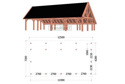 Trendhout Kapschuur De Hofstee XXL - 1250x720cm