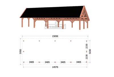 Kapschuur De Hofstee XXL 15050x5950x4600mm (bxdxh)