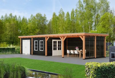 Trendhout Buitenverblijf Siena 1220x415cm met plat dak