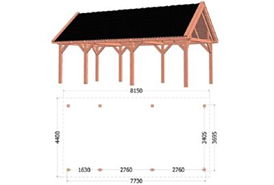 Trendhout - Zadeldak XL 8150x4400
