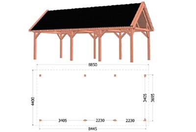 Trendhout - Zadeldak Xl 8850x4400