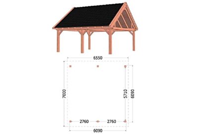 Trendhout 52.1181 - Buitenverblijf Zadeldak XXL 655x700-cm