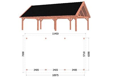 Trendhout 52.1185 - Buitenverblijf Zadeldak XXL 1145x700-cm