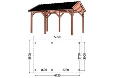 Trendhout 52.1241 - Zadeldak Betula 5050x3500 - Links