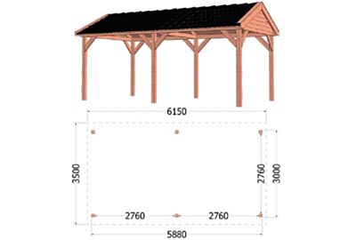 Trendhout 52.1243 - Zadeldak Betula 6150x3500