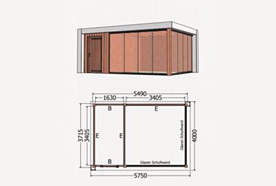 Trendhout Buitenverblijf Verona - Uitvoering 4 (575x400cm)